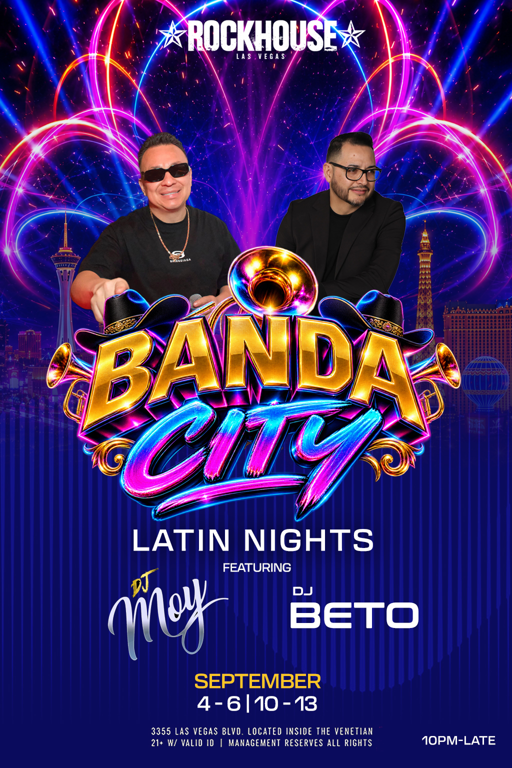 DJ Moy and DJ Beto performing at Rockhouse Bar's Banda City Latin Nights