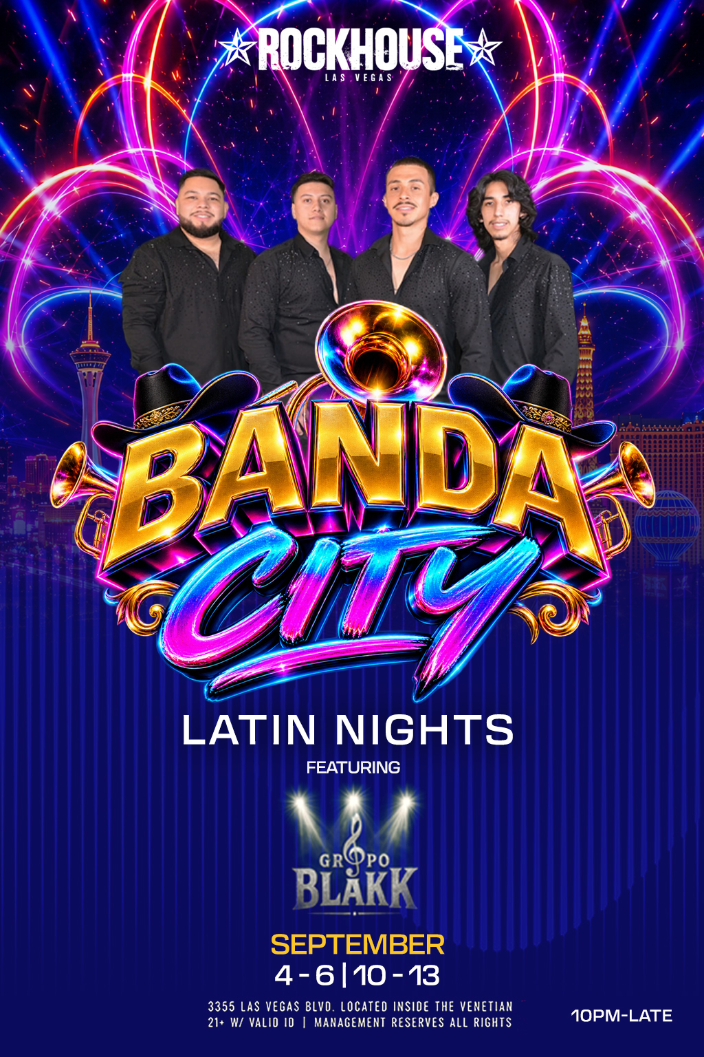Grupo Blakk performing at Rockhouse Bar's Banda City Latin Nights
